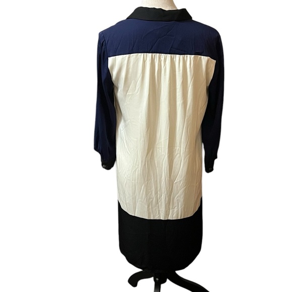 Diane Von Furstenberg Billie Silk Color Block Shirt Dress Size 4 - Picture 2 of 5